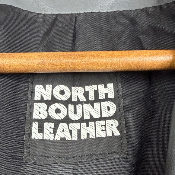 North Bound Leather Blazer Womens XS Small Gray Hand Made Peak Collar Jacket - Picture 13 of 16
